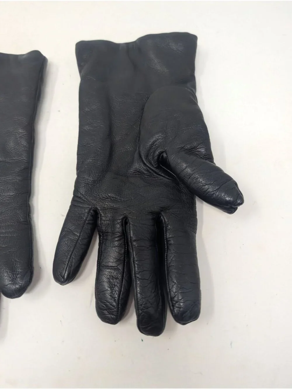 Vintage Y2K Moschino Black Leather Gloves Medium Italy Lambswool